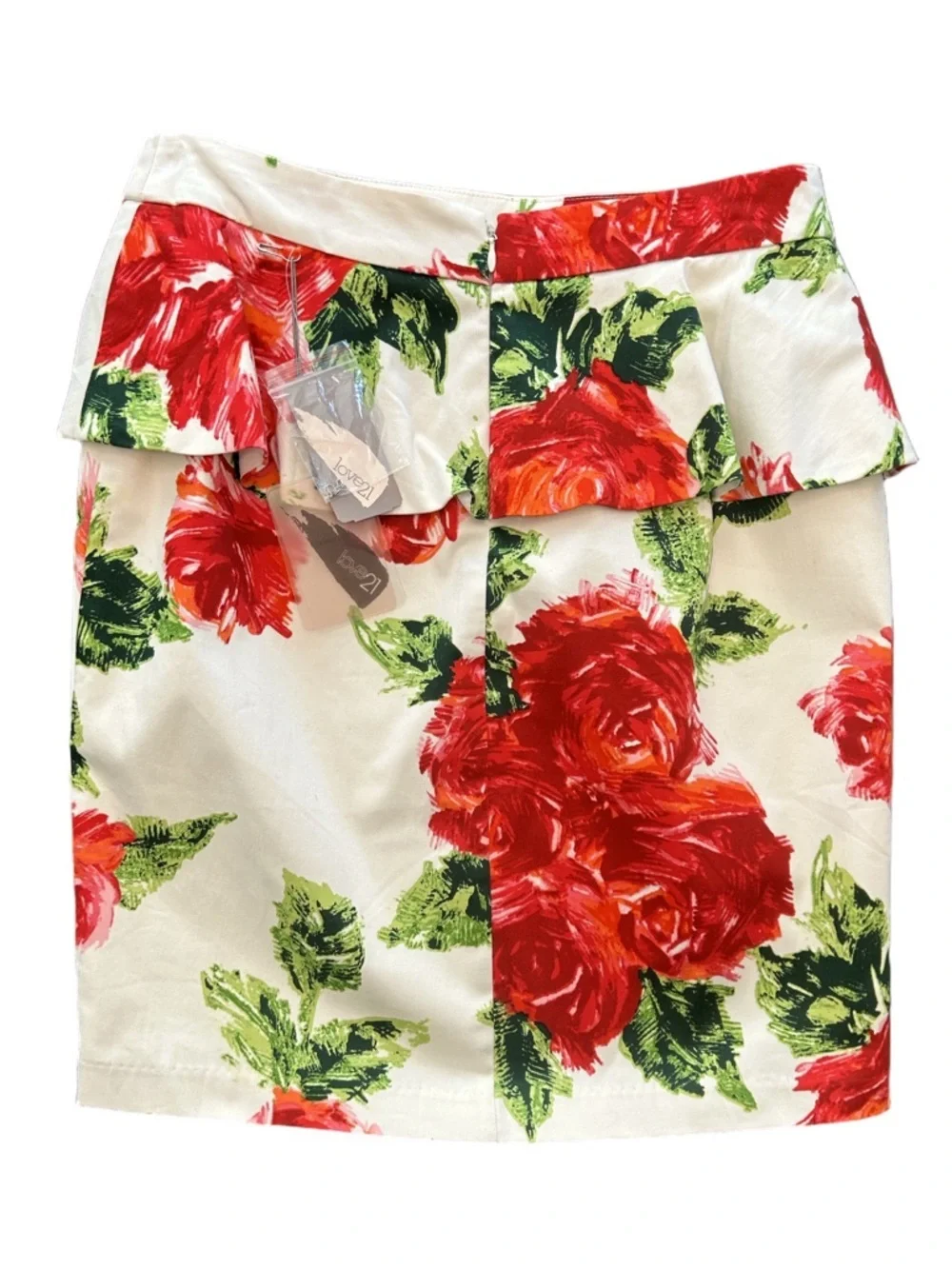 Deadstock Forever 21 Floral Mini Skirt Red Rose Ruffle Overlay Y2K Balletcore XS